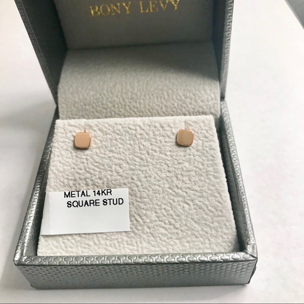Bony Levy 14K Rose Gold Square Studs